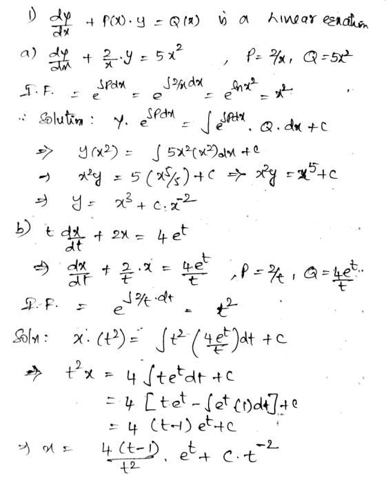 dy PCX) () a Aine ar esiat a) dyt SPdM e SPdM lutn b t d t 2X dt 4 et 4et dx e SolM dt tC 4Ltet -(et dt]te 4 Ctet+c 4 Ct- ot