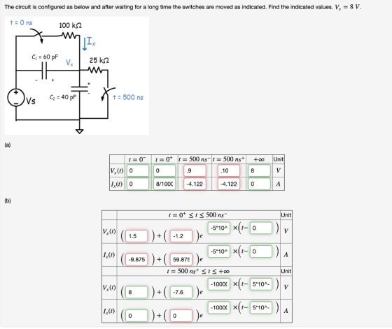 The circuit is configured as below and after waiting for a long time the switches are moved as indicated. Find the indicated