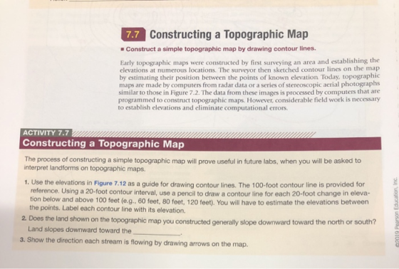 Constructing a Topographic Map 7.7 Construct a simple topographic map by drawing contour lines. Early topographic maps were c