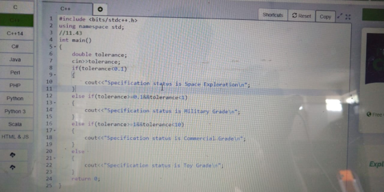 Shortcuts | Reset | Copy #include <bits/stdc++.h> using namespace std; 1 2 C++14 C# Java Perl PHP Python Python 3 Scala HTML