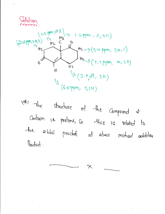 Solution ל) 2.uppm, 2H.) H2 H2 H2 m,2H mp0un Cantuin 4 Protont, So absve Michae YO Roduct dcült -
