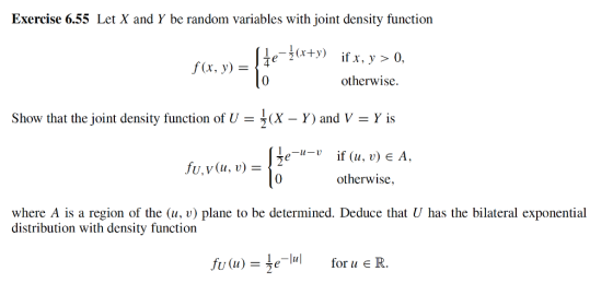Exercise 6.55 Let X and Y be random variables with joint density function f(x, y)- 4 0 otherwise Show that the joint density