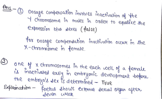 Oosage compensation involves inactivation ot he chromasome in males in onde to equalize the expsession bluseres (false) tor D