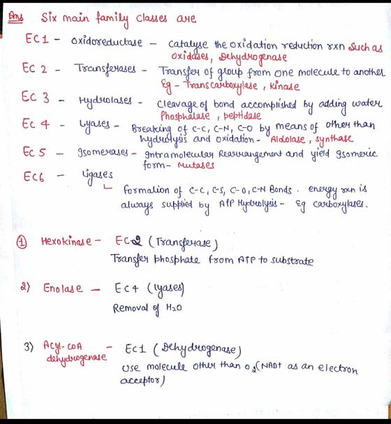 Six main family clases aHe Ec 1- oxidoreductase e the oxidation eduction xxn such as Oxidde^ dogenae Tocunseases Trans o oup