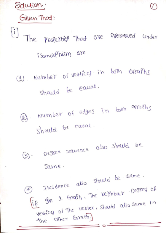 Sdution Gilven Thod CD rSomoxPhism are A. Numbe of ueatce) th both 6naPhs shoutd be eauat Number o es nrath Should be eauo al