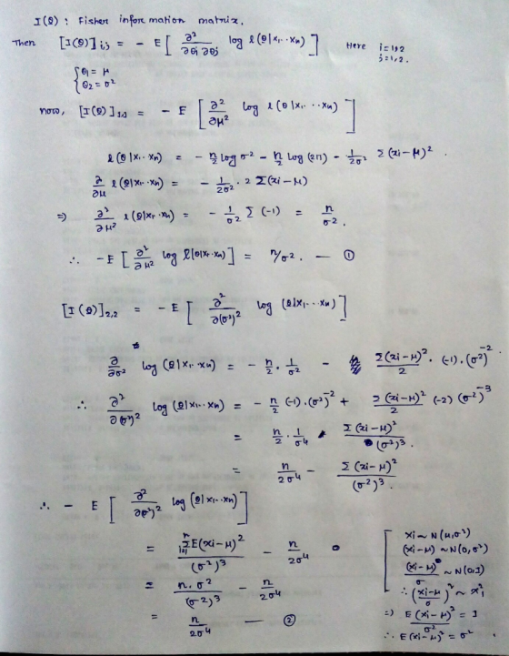 1(9): infoTt maHon Fisher matriz. [10] i,,-- Then E17679 Here 2 う21,2 . ou 2ơ2 0-2 a H2 -E 2,2 O52 -3 2. 2 0r4 (o2)3 N (uo)