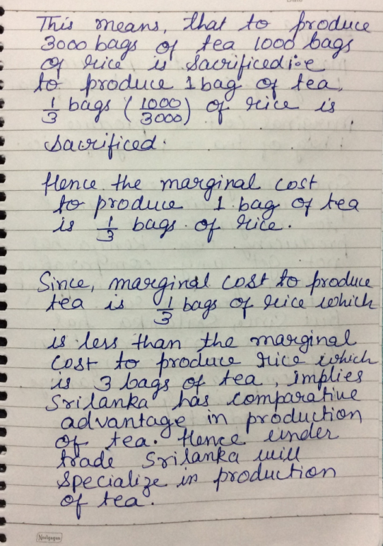 300o cadibe ● the marginale cost Since iral cost to produce tea implies Srilanka has comhasra h m próduchion peialie in produ