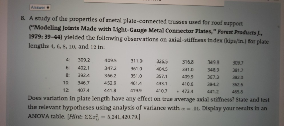 Answer i 8. A stu dy of the properties of metal plate-connected trusses used for roof support Modeling Joints Made with Ligh