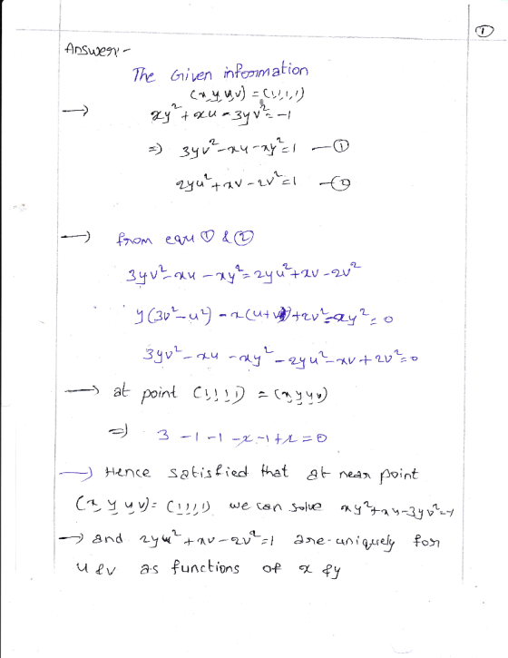 The Given nomation 2 Hnce satisfied hat at u ev as functions of y