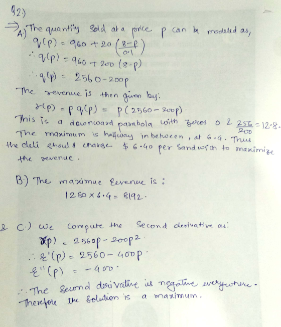 92) ラ.)The quan﨓y Gold at a price P (an k modolid as an modalsd ou aCp 256 0 200 ne xevenue is then e This is a dao nuoa rd
