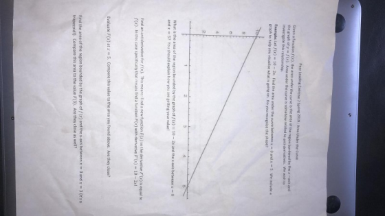 Peer Leading Exercise 7 Spring 2019: Area Under the Given a function (x), the area under the curve is the area of the region