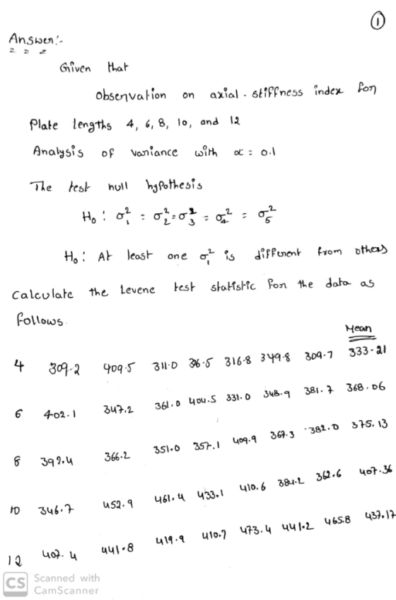 AnSen- obsc envalion on axial - etiffness index Fon Plate lengths 4, 4, 8, lo, and 12 H,: At least on e Calculate the evene s