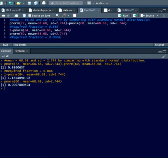 ■ . Addins . ג KD R code.R : ← 看犀 폐 Untitled1°- à B Run student-po.csv data.csv d Untitled2 x ■ source on save Source 1 #me