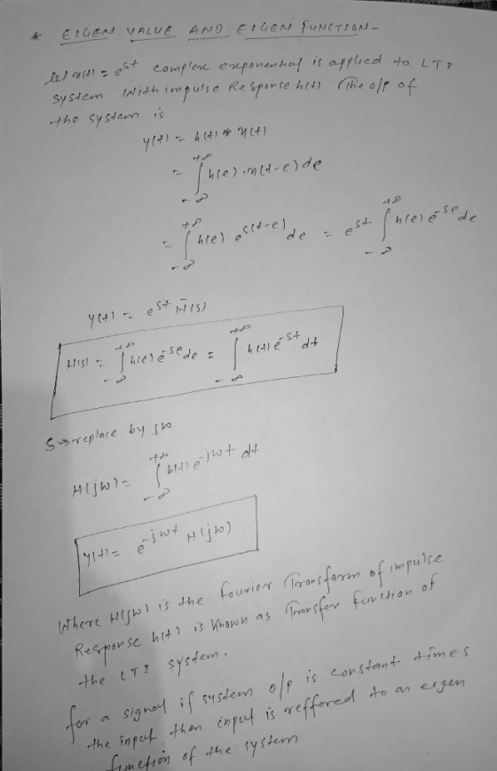 FIGEN VALUE AN D EIGEN fUNCTION le) mAreST complenc ereponentref is appl4ed Sy sdem to L71 INidh impulse Re sponse hi) he olr