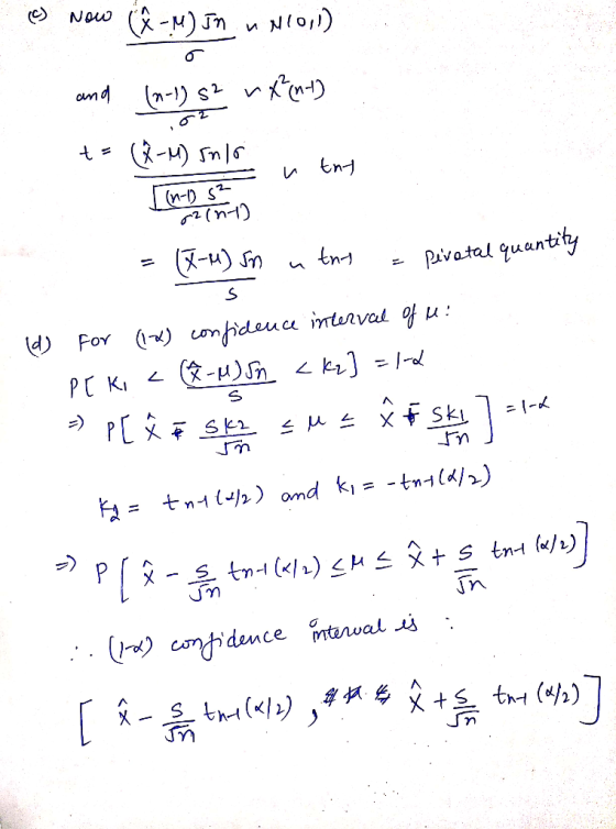 Nouw NI amd -1) S CHu tnd Pivatal quantity onfideuc intuvel f dFor = /-d PC KI xSk ニーd n42 omd ki= -tn1(/) n )cantidence ntwa