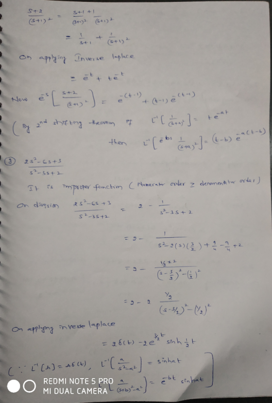 St2 S+ (St1) (S41)2 (s+1) St On apply ing verse phce - ettet S+2 (-+2 +4-1)t- Now act-6) bs then Sta 2s-6545 a darerfenchin C