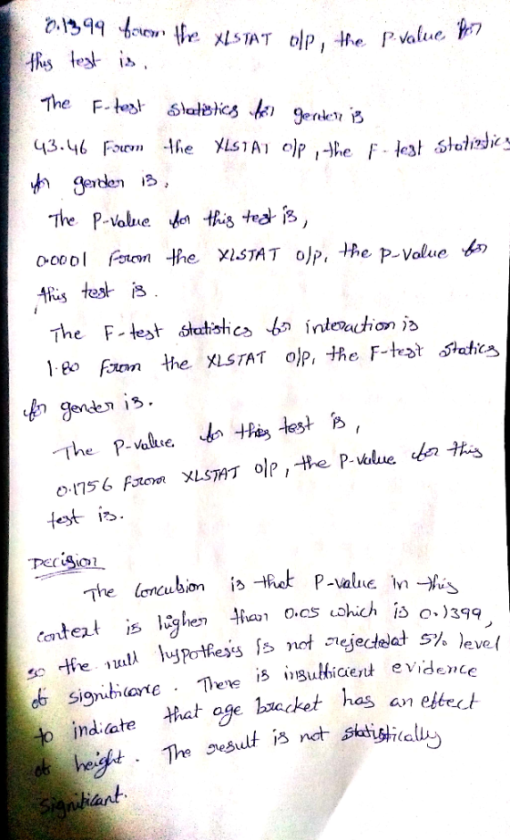 thes test i The P-iotse otis test, o-cool foon the XLSTAT o)P, the P-value如 tis test is 18o the XLSTAT op, the Fat hats 117 g