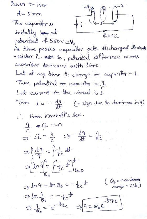ぐ-d R SL As Ame capaaif吖decreases cuuthdame me ) hen Let current n Jhe asrusi i. eM, C- sign due to de-crease in9 nen, From k