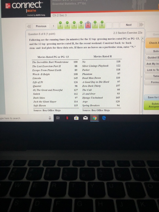 E-connect Ed MATH Hosted by ALENS Corp Ch 2 Sec 3 Next Previous 12 3 45 2.3 Section Exercise 22a Question 6 of 8 (1 point) Qu