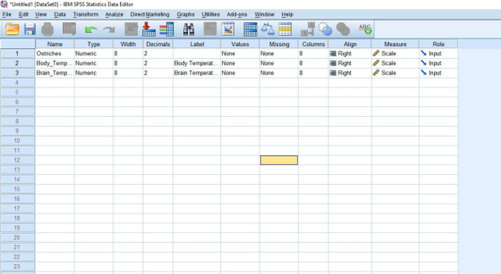 蟋Untitled! [DataSetO]-IBM SPSS Statistics Data Editor File Edit View Data Iransform Analyze Direct Marketing Graphs Utlities