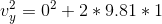 u-02 + 2 * 9.81 * 1 2
