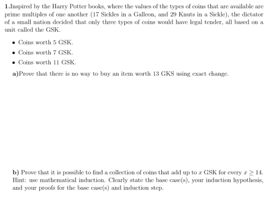 1.Inspired by the Harry Potter books, where the valucs of the types of coins that are available are prime multiples of one an