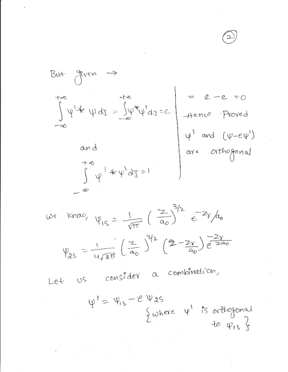 But, tven → -ttence Proved y and -ey) are orthogonal an 2 ve knaua, ις ao ao Let us congide a combinati on uuhere to pis