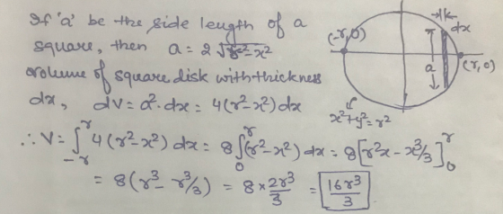 SAa be te &ide leugth k a Square, then rolue Square disk withthicknes dr, dv: d.de: 422)ax ..V: 163 8 x23 1-7 (% 8