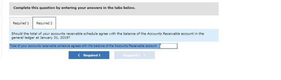 Complete this question by entering your answers in the tabs below. Required 1 Required 2 Should the total of your accounts re
