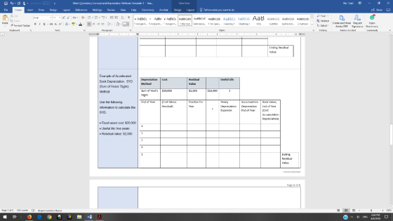 -Auta Week 3 Imvemtory Concept and Depreciastion Methods Template-1 - Rea. E able Toals Ms Trent = Tell me what you want to d
