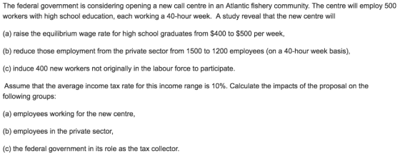 The federal government is considering opening a new call centre in an Atlantic fishery community. The centre will employ 500