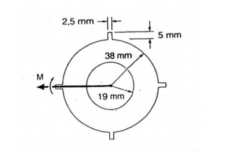2,5 mmt 5 mm 38 mm M 19 mm