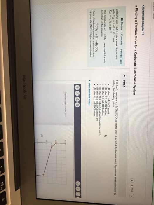 ± Plotting a Titration Curve for a Carbonate-Bicarbonate System | 90124 A 10.0-mL. sample of 1.0 M NaHCO, is aed with 1.0 M H