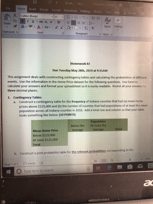 Excel.. Sav. Insert Design Layout References. Mailings Review View Help Tell me File Home Calibri (Body) Paste Clipboard Font
