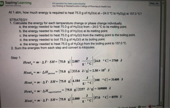 Sapling Learning this question has been customized by Ma Joy Heising at Massachusetts College of Pharmacy & Health scie At 1
