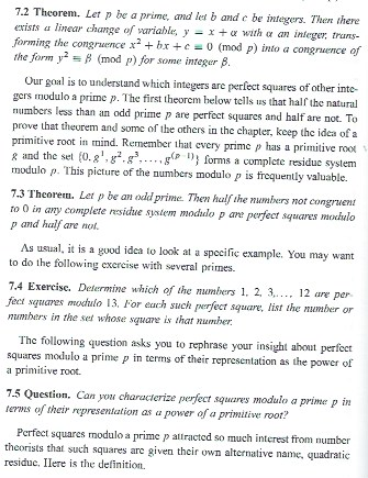 7.2 Theorem. Let p be a prime, and let b and e be integers. Then there exists a linear change of variahle, yx+ with a an inte