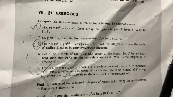 putin uhd e integral lound a r the val- 0 VIIl, 81. EXERCISES Compute the curve integrals of the vector field over the indica