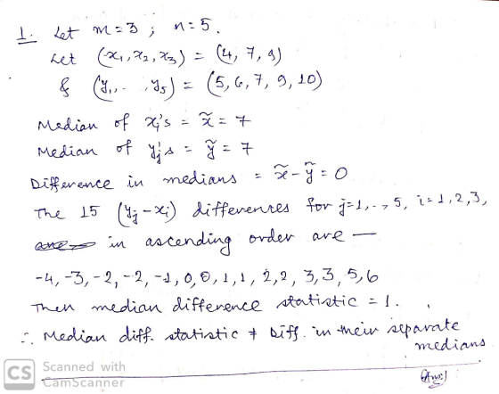n5 Let M = 3 ; (4,,4) (i,2,) het (5, 6, 7, 9, 10) (3.. Madian of s Median f jA -0 Diference iu medians ifferenres For j-1, ,