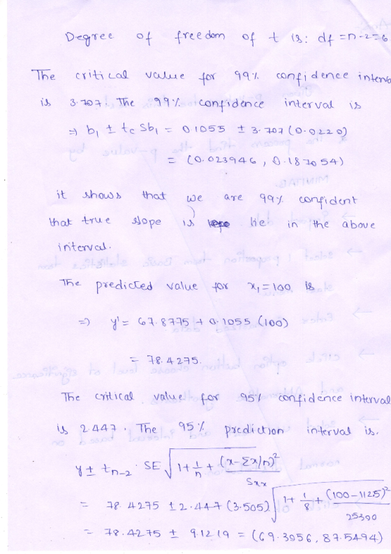 The critical value for 99% confid nee inten ๆ9ゾ ,confiden ce is 3、104. The interval is CO. 0234G0 18 10 54) it show s that We