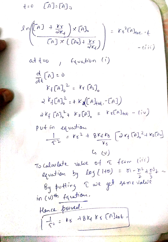 AJ VY at t-o Euation 2CA A-Ca]) 2 Put in 4 uatia 2 To Lalw late Valwe of T foorr liii) by los0) efvation y futirg in (th tuti