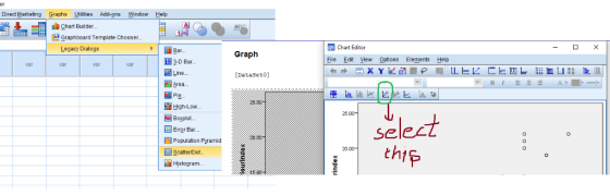or Direct Marketing Graphs Utilities Add-ons Window Help A 1e a Chart Builder Graphboard Template Chooser. hChart Editor X Le