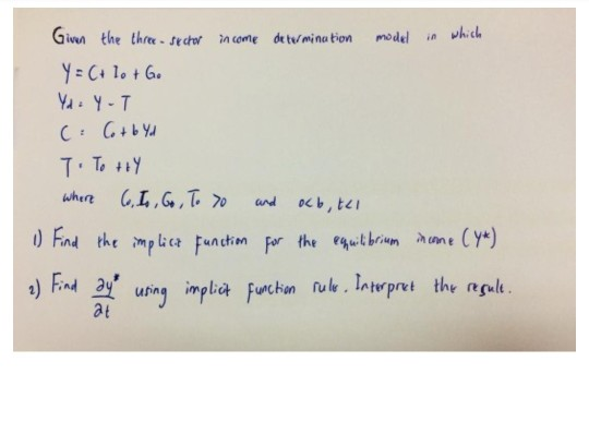 Givn the thee tedo in ceme kt/mina bion model in hich Va Y-T y, Unng impl;나 Funchin rule. Interpret theres-It at 1) Find