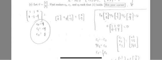 (c) Let Find scalars Co. C, and c2 such that (1) holds. Box your answer Co Co-4