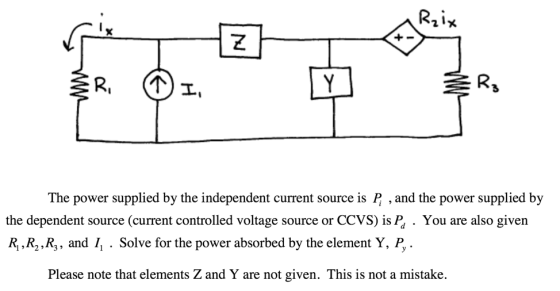 Rix R3 Y T)I. The power supplied by the independent current source is P , and the power supplied by the dependent source (cur
