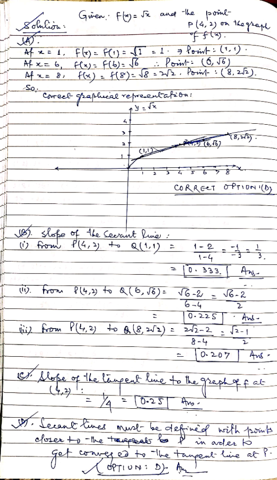and he nl- P (4,2) FFi. flo F) 1 =1. Poivt- (1.) : Porint (6, J) f(x) f(8)= 8 = 2. Poriq- (8, 22) AT AF x= 6, Fx) F(b): 6 Af