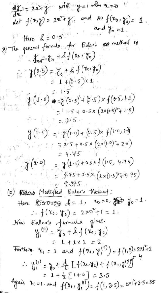 STA n 0 and o det 2 and Yo Hure &o5 CThe gener fornda ,Ar Eulri meha I5 7C)a()5)x f(o5,hs5) 5 O.5 x 2.5 0415) + Co-1)R (2-0-9