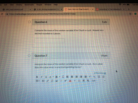 会 96%-1. le Edit View History Bookmarks People Window Help Tue M ] C Quiz: Quizon Chap 5 and 6- + 3152 Writing Assignment 21