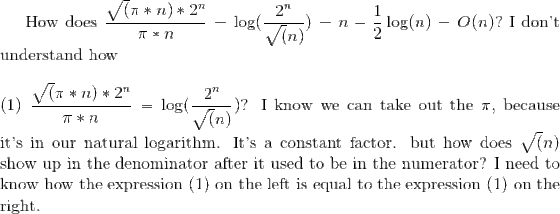 n)2 log log(n)O(n)? I dont How does =n. VIn) T n understand how VITn) 2 log 7 -)? I know we can take out the T, because 1)