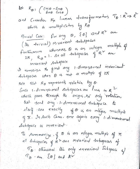 R( C0s0-Sino Gno Cos o 2 R R Ond .nidu 5 lneor Ro E1and R for any variant subapacs totega Aubapacer TYivial Care (I trivial)