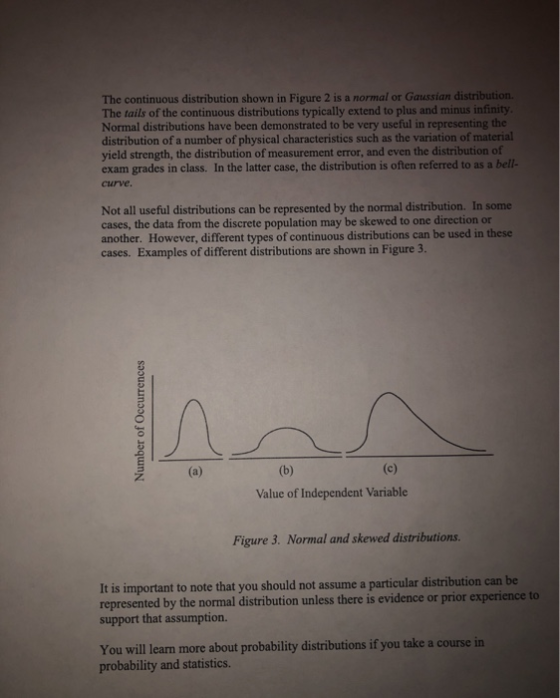 The continuous distribution shown in Figure 2 is a normal or Gaussian distribution The tails of the continuous distributions